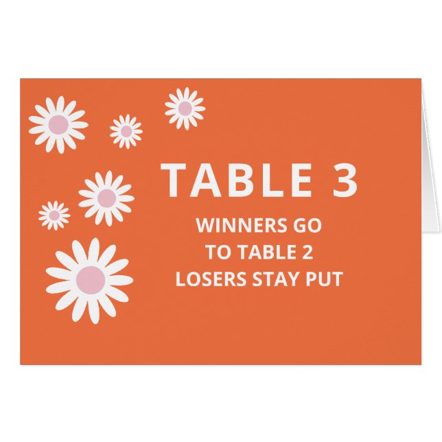 Groovy Orange Bunco Table Card für Tabelle 3 (Vorderseite (Horizontal))