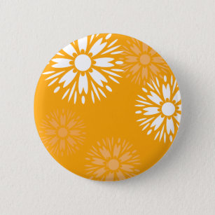 Groovy Orange Daisy Blume Retro Blumenmuster Button