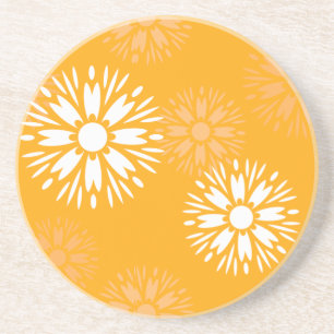 Groovy Orange Daisy Blume Retro Blumenmuster Getränkeuntersetzer