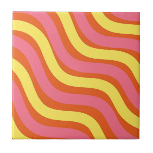 Groovy Orange Gelb Pink Wellig Stripe Modern Home Fliese