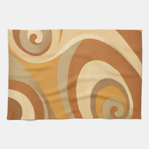Groovy Orange Gold Braun Mittel Jahrhundert Modern Geschirrtuch