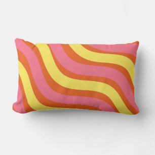 Groovy Orange Yellow Pink Wavy Strip Bold Spring Lendenkissen