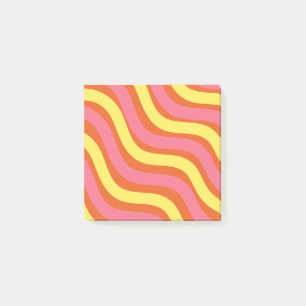 Groovy Orange Yellow Pink Wavy Strip Bold Station Post-it Klebezettel