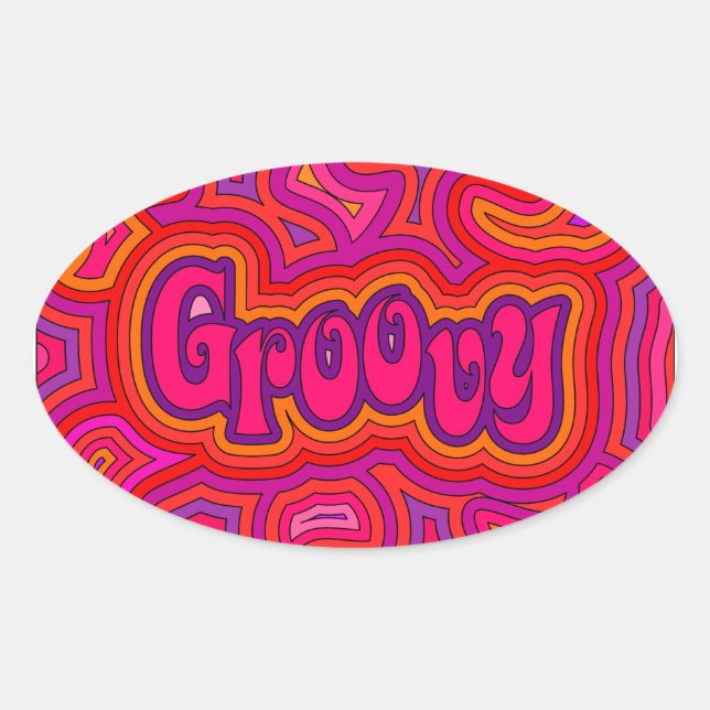 Groovy Oval Sticker (Vorderseite)