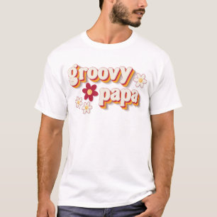 Groovy Papa T - Shirt Retro Daisy Boho Birthday