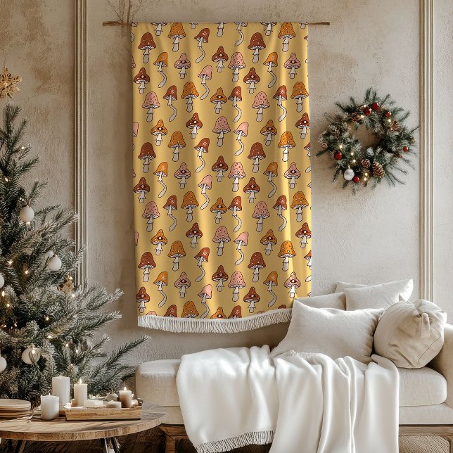 Groovy Pastel Blanket 60s Copper & Brown Design Fleecedecke (Groovy Pastel Blanket 60s Copper & Brown Design)