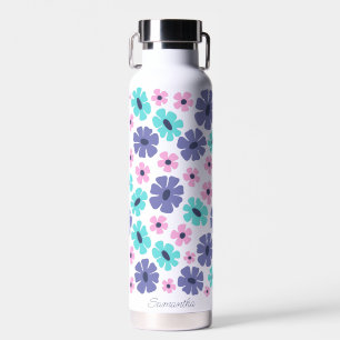 Groovy Pastel Muster Retro Floral Trinkflasche