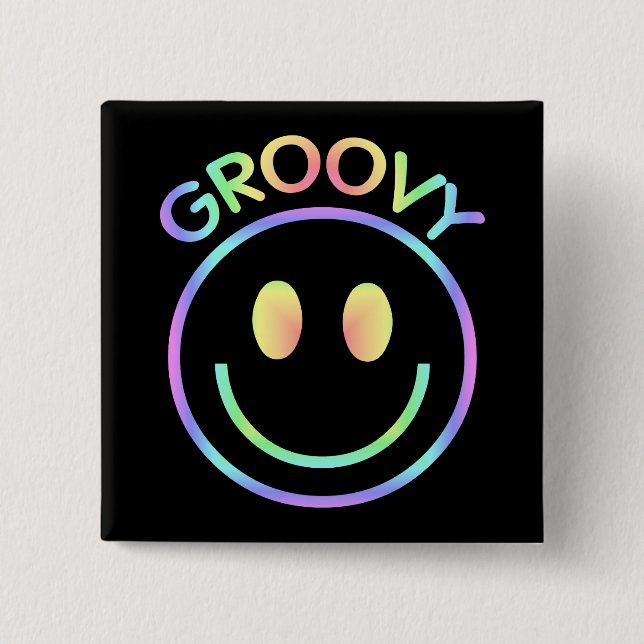 Groovy Pastel Retro Button Button (Vorderseite)