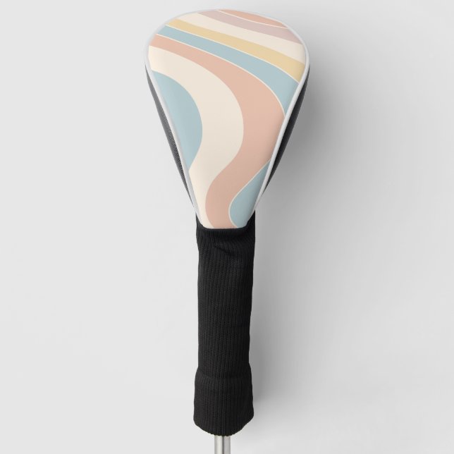 Groovy pastellfarbene Retrowellen Design Golf Headcover (Vorderseite)