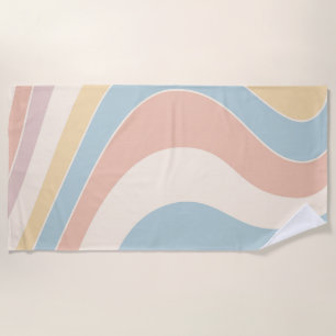 Groovy pastellfarbene Retrowellen Design Strandtuch