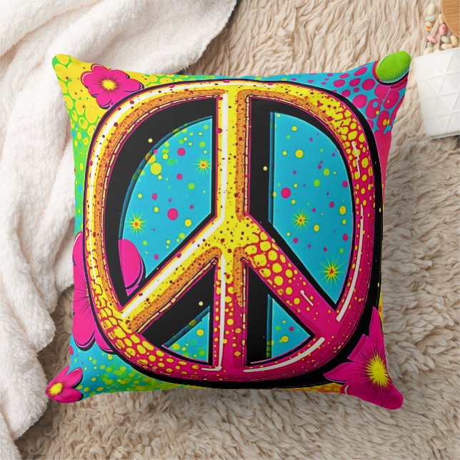 Groovy Peace Flower Power Kissen (Decke)