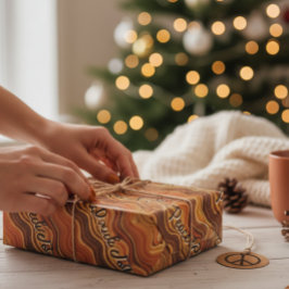 Groovy Peace & Joy Repeating Pattern Geschenkpapier