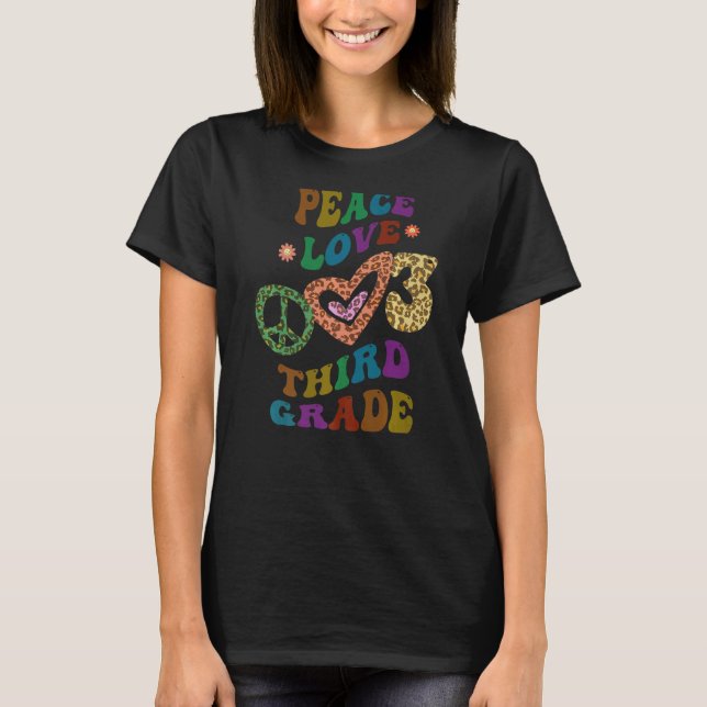 Groovy PEACE LIEBE DRITTER GRAD Leopard Print 3rd  T-Shirt (Vorderseite)