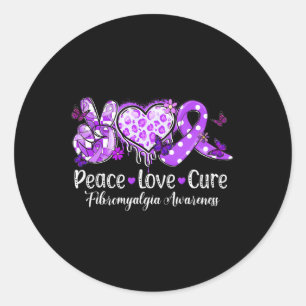 Groovy Peace Liebe Heilung Lila Ribbon Fibromyalgi Runder Aufkleber