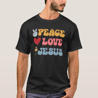 Groovy Peace Liebe Jesus Christlich 70 s Hippie T-Shirt