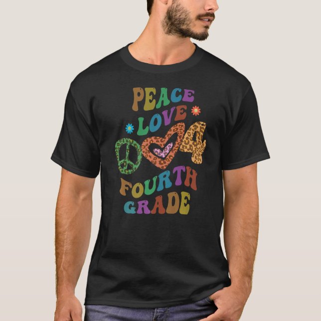 Groovy PEACE LIEBE VIERTER GRAD Leopard Print 4th  T-Shirt (Vorderseite)