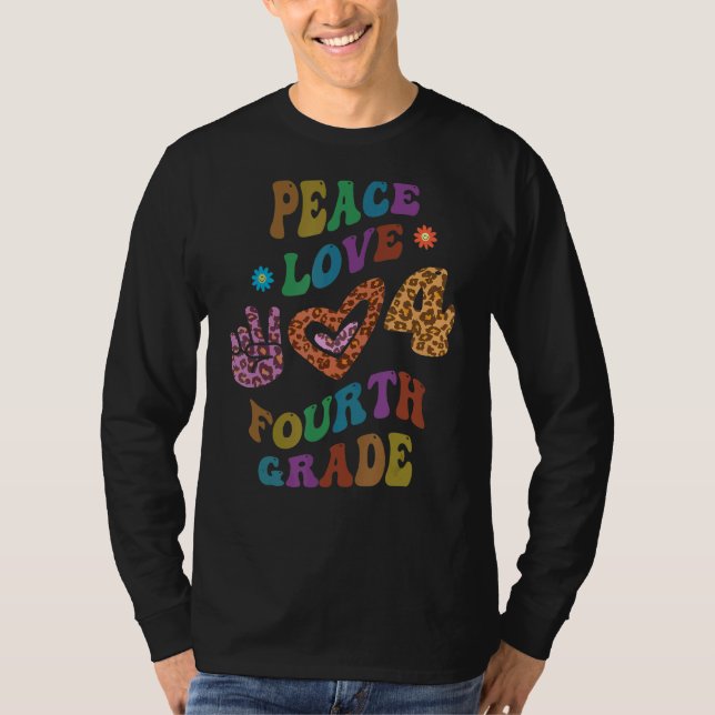 Groovy PEACE LIEBE VIERTER GRAD Leopard Print 4th  T-Shirt (Vorderseite)