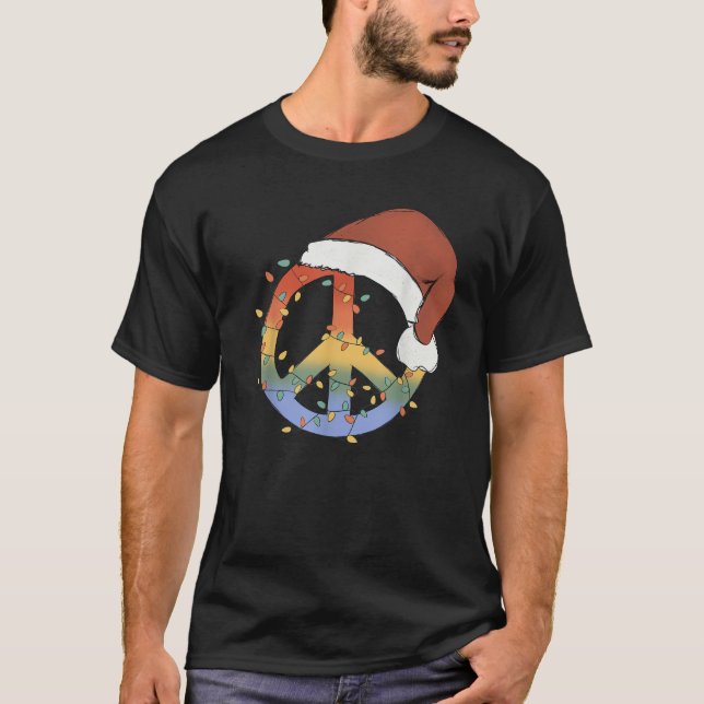 Groovy PEACE LIEBE XMAS Hippie Santa Claus Funny C T-Shirt (Vorderseite)