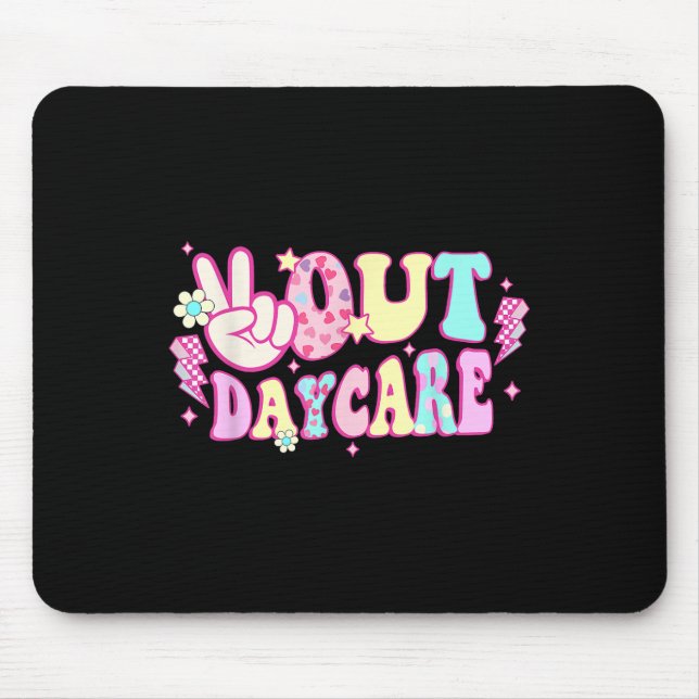 Groovy Peace Out Daycare Lehrer Student Graduatio Mousepad (Vorne)