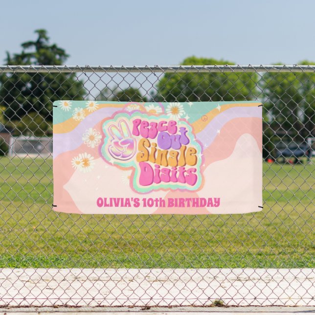 Groovy Peace Out Single Digits 10. Zeichen Banner (Insitu)