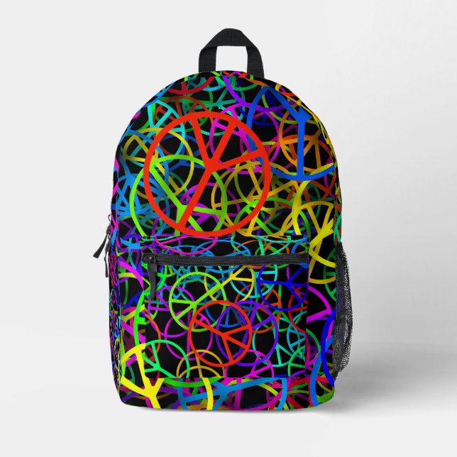 Groovy Peace Rainbow Bedruckter Rucksack (Vorderseite)