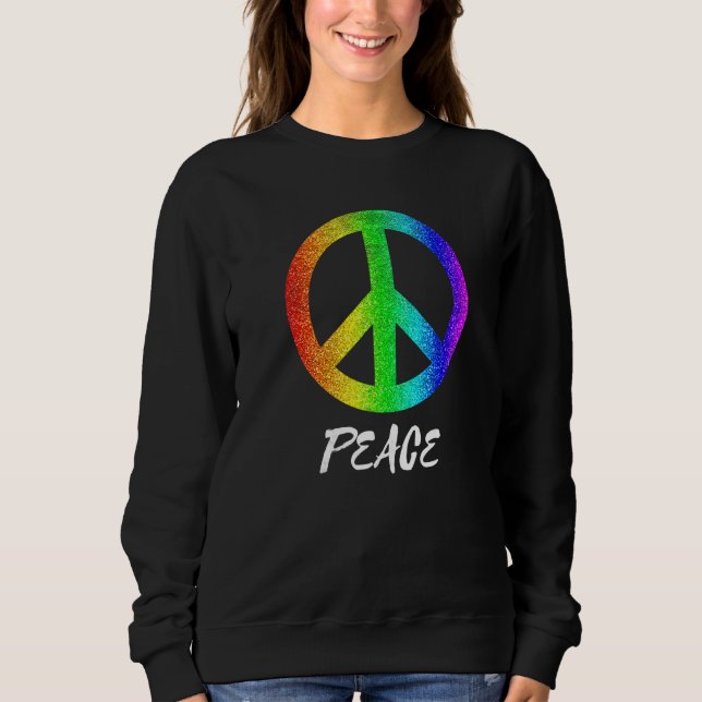 Groovy Peace Sign 70er Farbiges Friedenszeichen Fr Sweatshirt (Vorderseite)