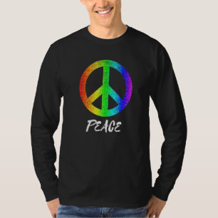 Groovy Peace Sign 70er Farbiges Friedenszeichen Fr T-Shirt