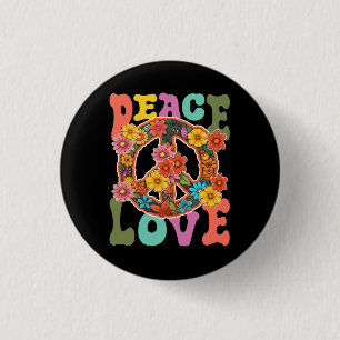 Groovy Peace Sign Liebe 60er 70er Hippie Costume F Button