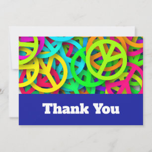 Groovy Peace signalisiert Rainbow Pattern Wedding Dankeskarte
