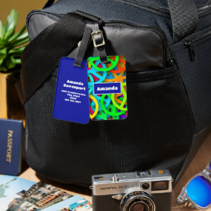 Groovy Peace signalisiert Regenbogenmuster Gepäckanhänger