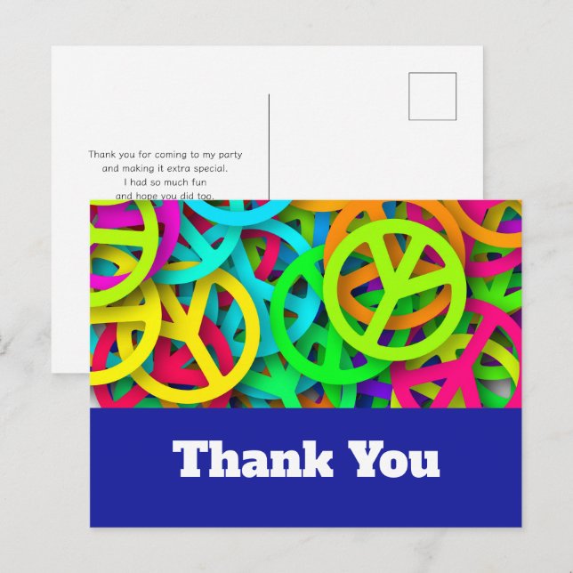 Groovy Peace signalisiert Regenbogenmuster Postkarte (Vorne/Hinten)