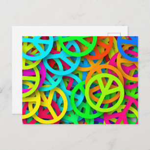 Groovy Peace signalisiert Regenbogenmuster Postkarte