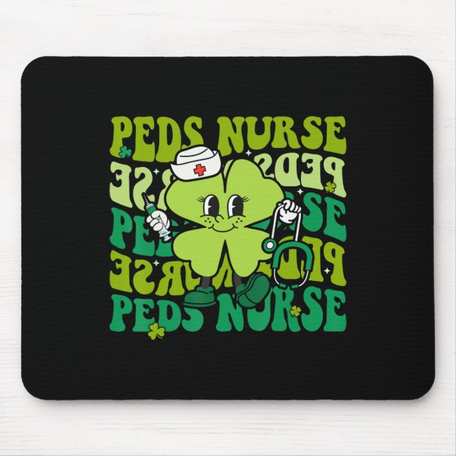 Groovy Peds Nurse Funny St Patricks Day Pediatric Mousepad (Vorne)