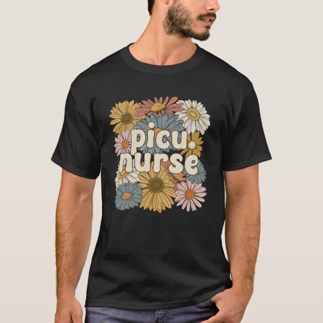 Groovy PICU Nurse Pediatric Intensive Care Unit T-Shirt (Vorderseite)