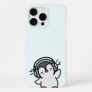Groovy-Pinguin-Musikliebhaber-Handyhülle – Hellbla iPhone 16 Pro Max Hülle