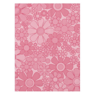 Groovy Pink Retro 60er 70er Floral Muster Tischdecke