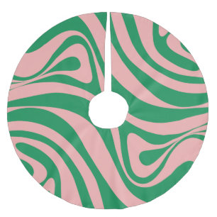 Groovy Pink und Green Retro Wirbel Polyester Weihnachtsbaumdecke