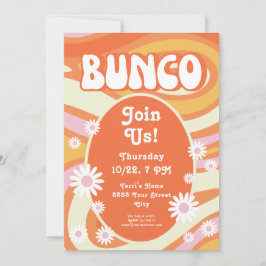 Groovy Pink und Orange Floral Bunco Einladung