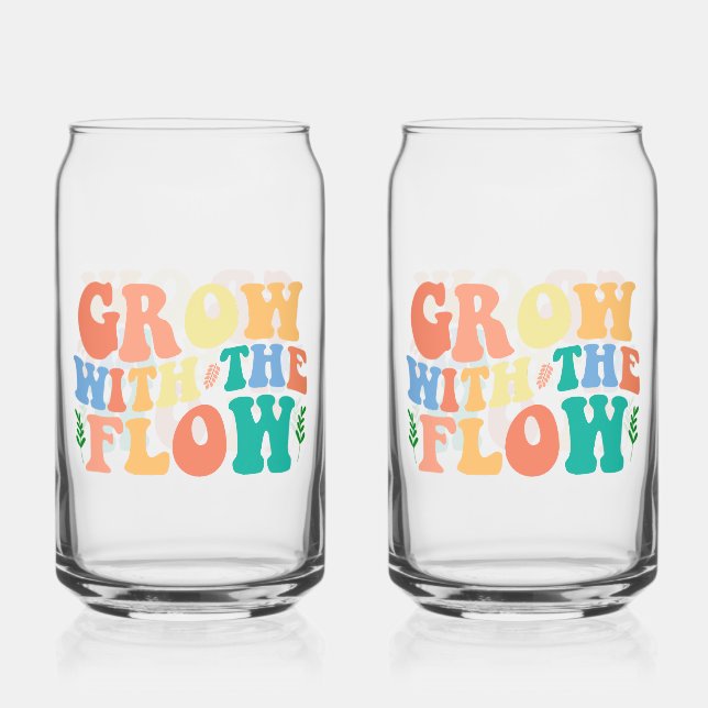 Groovy Plant Lover "Grow With The Flow" Graphic Dosenglas (Vorderseite)