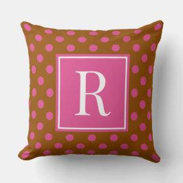 Groovy Polka Dot - Braun und Hot Pink Kissen