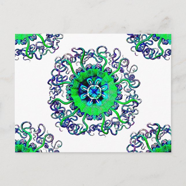 Groovy Pop Art Jellyfish MandalaTattoo Postkarte (Vorderseite)