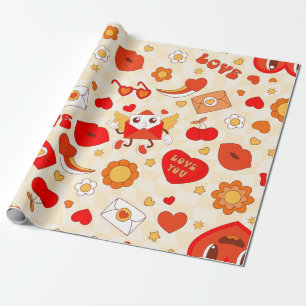 Groovy Pop Art valentines Liebe Brief der 60er Jah Geschenkpapier