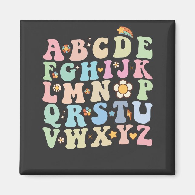 Groovy Pre K Kindergarten Alphabet ABC Retro Magnet (Vorne)