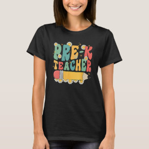 Groovy Pre K Teacher Team zurück zum ersten Schult T-Shirt