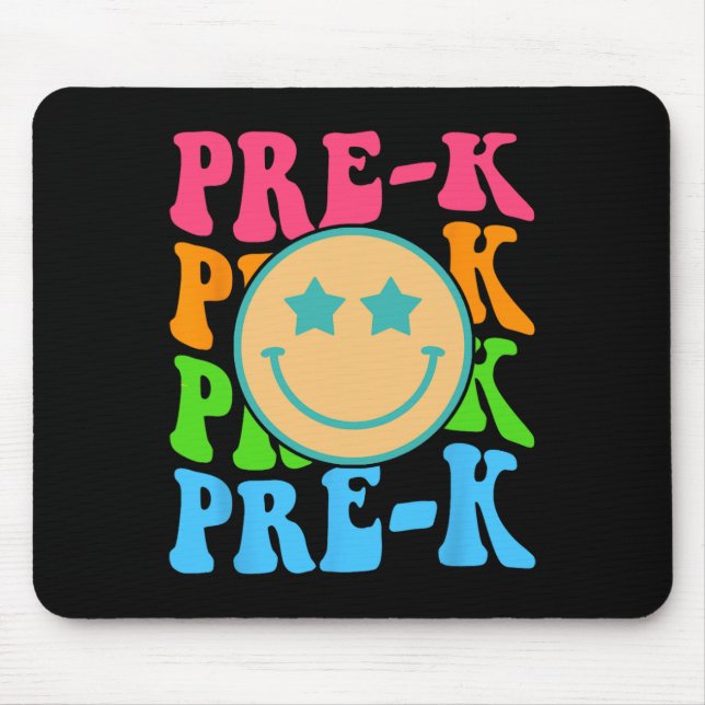 Groovy Pre-K Vibes Face Retro Lehrer Kids Back T Mousepad (Vorne)