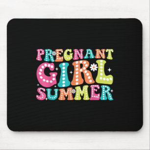 Groovy Pregnancy Reveal Pregnant Girl Summer Baby Mousepad
