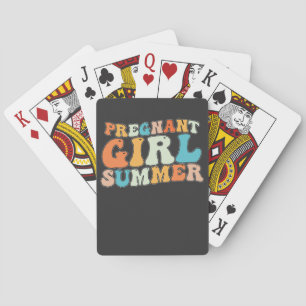 Groovy Pregnant Girl Summer Pregnancy Retro Spielkarten