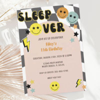 Groovy Preppy Y2K Happy Face Sleep Over Birthday