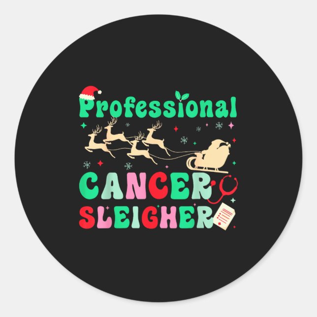 Groovy Professional Cancer Sleigher Oncology Nurse Runder Aufkleber (Vorderseite)