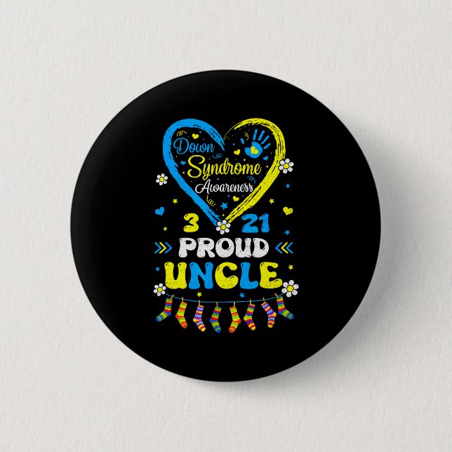 Groovy Proud Down Syndrome Uncle Awareness Matchin Button (Vorderseite)